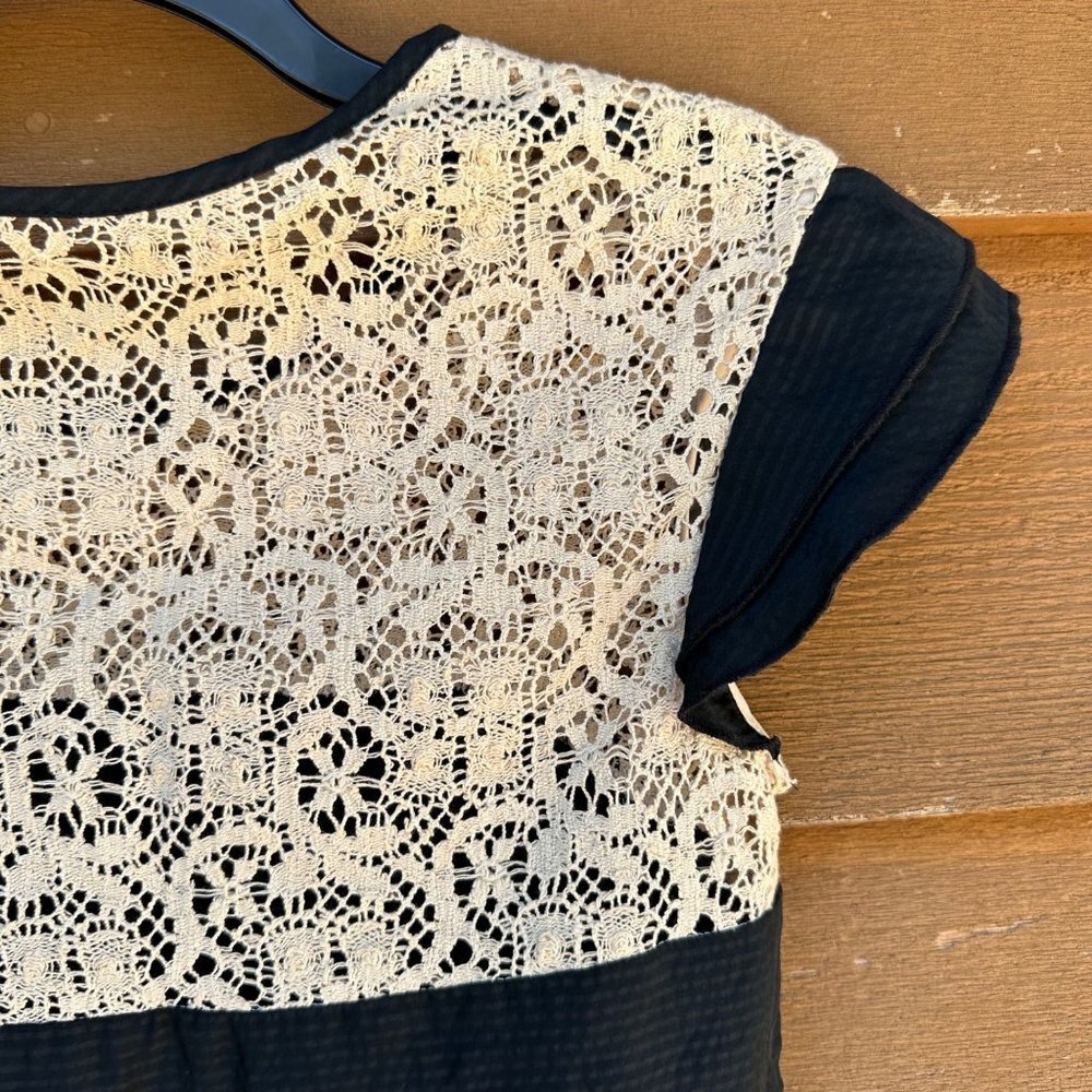 Corey Lynn Calter Black Silk Lace Top Women’s Shirt Size 0 - Picture 7 of 10